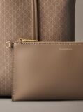 Beige Coated Emblem Small Tote Bag  Women