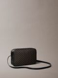 Black Allover Monogram Logo Camera Bag  Women