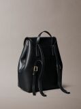 Black Foil Logo Flap Backpack  Women