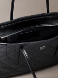Black Quilted Emblem Logo Small Tote Bag  Women