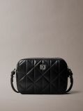 Black Quilted Emblem Logo Double Zip Camera Bag  Women