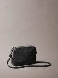 Black Quilted Emblem Logo Double Zip Camera Bag  Women