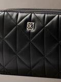 Black Quilted Emblem Logo Double Zip Camera Bag  Women