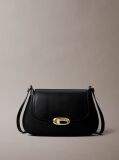 Black Engraved Medium Flap Crossbody Bag  Women