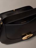 Black Engraved Medium Flap Crossbody Bag  Women
