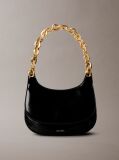 Black Engraved Linked Chain Shoulder Bag  Women