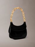 Black Engraved Linked Chain Shoulder Bag  Women