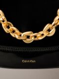 Black Engraved Linked Chain Shoulder Bag  Women