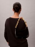 Black Engraved Linked Chain Shoulder Bag  Women