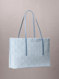 Denim Large Denim Jacquard Tote Bag with Pouch  Women