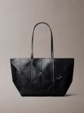 Black Woven Emblem Tote Bag  Women