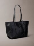 Black Woven Emblem Tote Bag  Women
