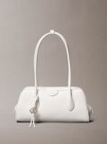 White Emblem Logo Pebble Shoulder Bag  Women