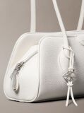 White Emblem Logo Pebble Shoulder Bag  Women