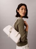 White Emblem Logo Pebble Shoulder Bag  Women