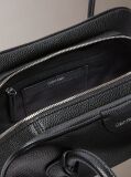 Black Emblem Logo Pebble Shoulder Bag  Women