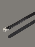 Black Full Grain Leather Logo Belt  Women
