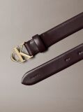 Brown Full Grain Leather Logo Belt  Women