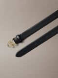 Black Full Grain Leather Logo Belt  Women