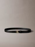 Black Full Grain Leather Logo Belt  Women