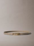 Beige Slim Emblem Logo Buckle Belt  Women