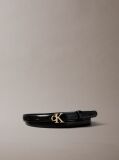 Black Skinny Leather Monogram Logo Belt  Women