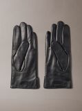 Black Soft Nappa Leather Emblem Logo Gloves  Women