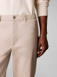 Beige Semi-Elasticated Waist Straight Chinos  Men