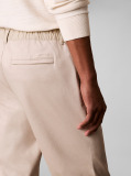 Beige Semi-Elasticated Waist Straight Chinos  Men
