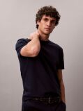 Blue Textured Stripe Crew Neck T-Shirt  Men