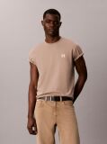 Beige Cotton Badge T-shirt  Men