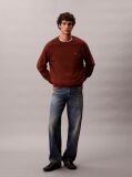 Red Relaxed Cotton Monogram Jumper  Men