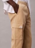 Beige Skinny Twill Cargo Pants  Men