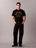 Black Varsity Logo Graphic Relaxed T-Shirt  Men
