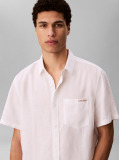 White Short Sleeve Solid Causal Linen Classic Shirt  Men