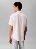 White Short Sleeve Solid Causal Linen Classic Shirt  Men
