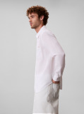 White Long Sleeve Solid Casual Linen Classic Shirt  Men