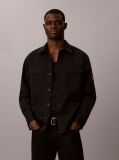 Black Cotton Twill Utility Overshirt  Men