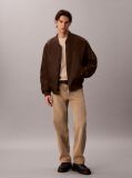 Brown Nylon Bomber Jacket  Men