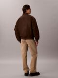 Brown Nylon Bomber Jacket  Men