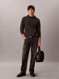 Black Cotton Terry Badge Hoodie  Men