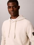 Beige Cotton Terry Badge Hoodie  Men