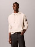 Beige Cotton Terry Badge Hoodie  Men