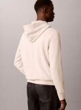 Beige Cotton Terry Badge Hoodie  Men