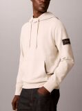 Beige Cotton Terry Badge Hoodie  Men