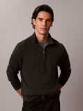 Black Cotton Terry Quarter Zip Sweatshirt  Men