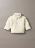 Beige Newborn Teddy Half-Zip Jacket  Newborn