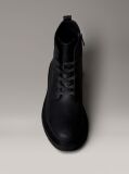 Black Tumbled Leather Lace-Up Zip Boots  Men