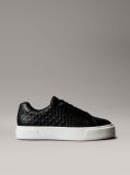 Black Leather Emblem Logo Trainers  Women