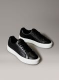Black Leather Emblem Logo Trainers  Women